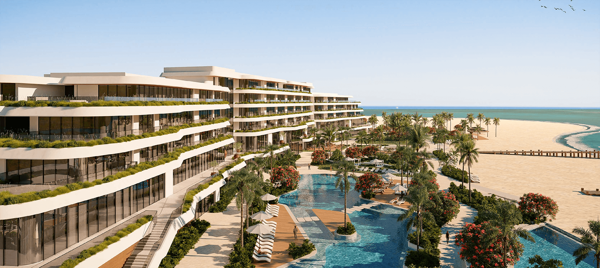Luxury beachfront apartments and pools at SHA Residences.