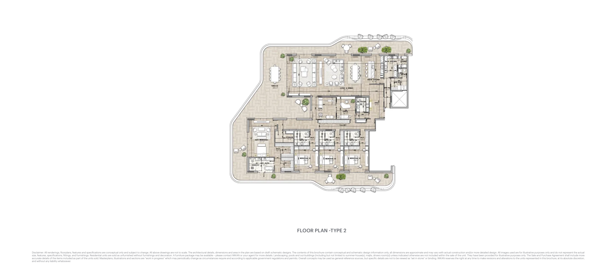 4 bedroom apartment floor plan at SHA Residences