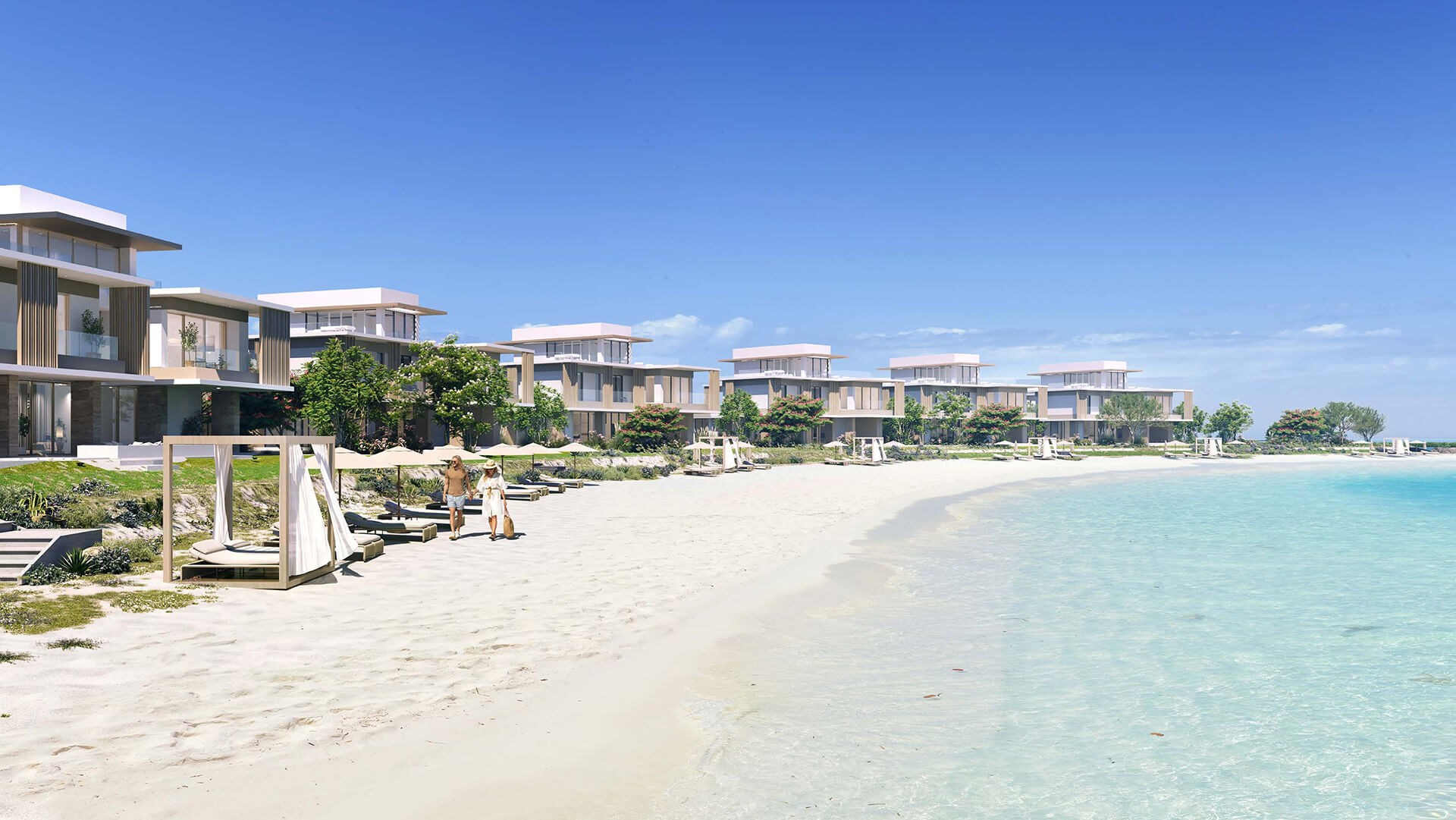 SHA Residences Abu Dhabi private beach with beachfront villas at Al Jurf